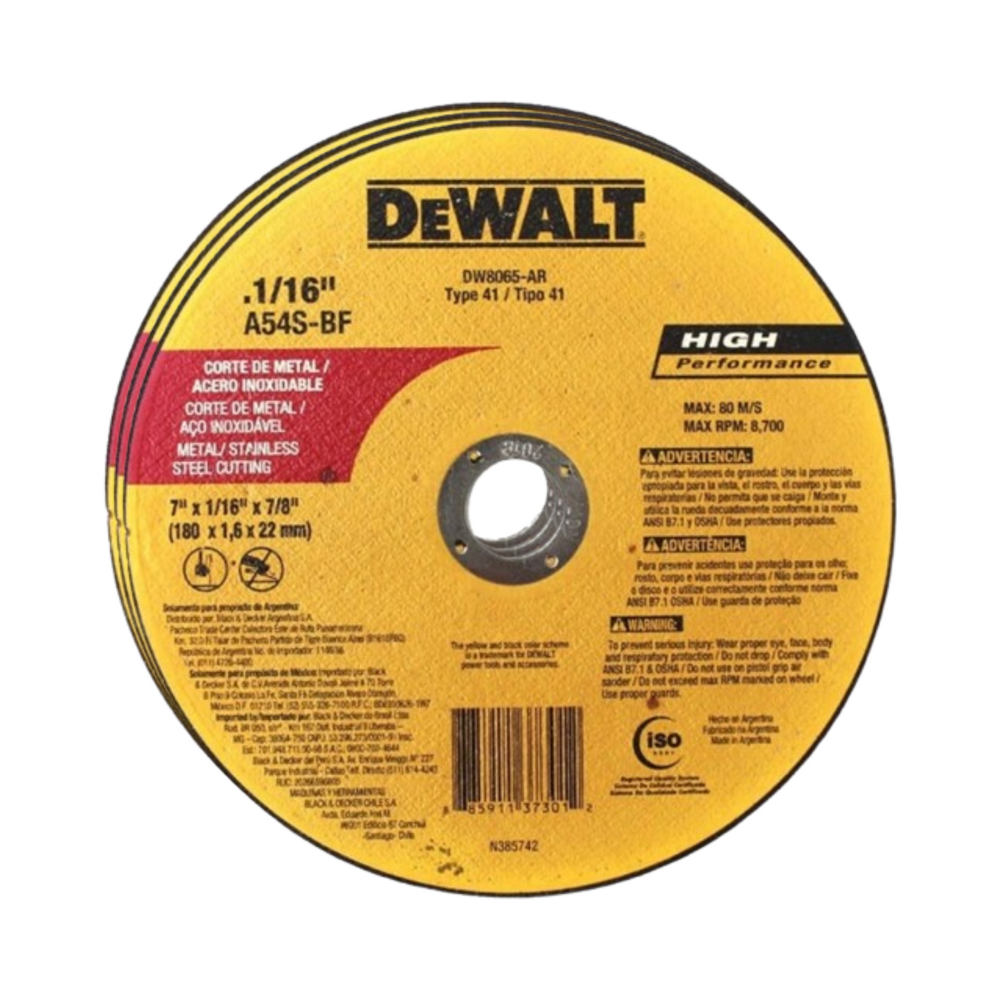 Disco Abrasivo para Corte Fino de 7” (3 UNIDADES) - DEWALT