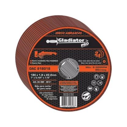 Disco Abrasivo para Corte Fino de 7” (10 UNIDADES) - Gladiator PRO