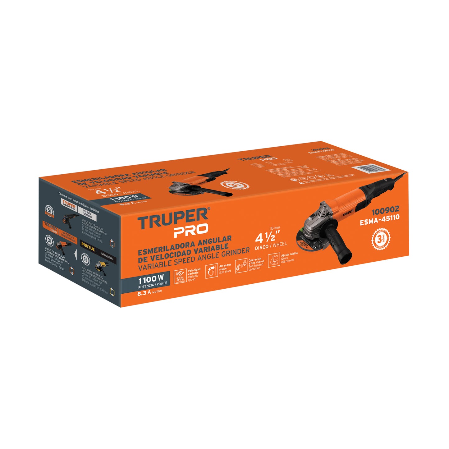 ESMERILADORA ANGULAR - TRUPER PRO 1100W